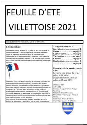Feuille d'été Villettoise 2021